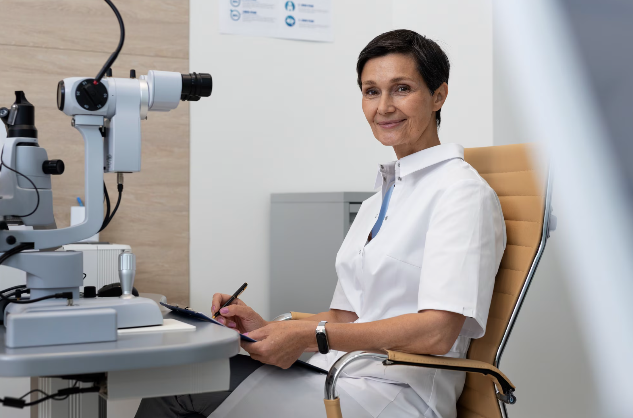 Optometrista en consulta clínica